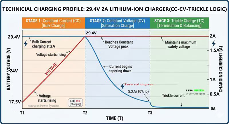 Intelligent 29.4V 2A golf trolley charger for 24V lithium pack