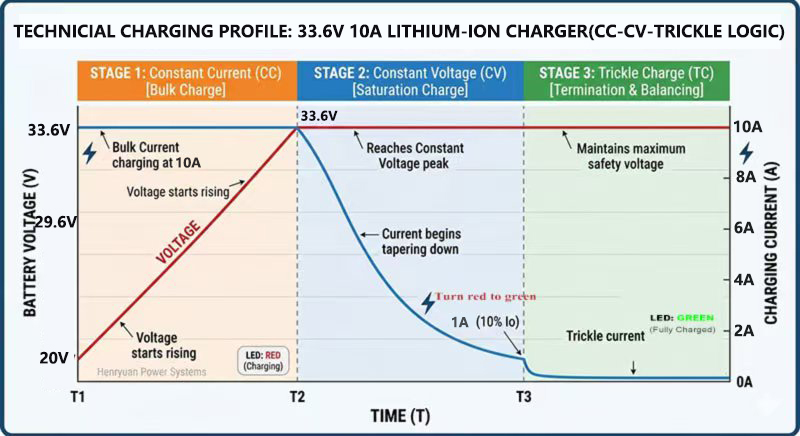 smart 33.6V 10A lithium-ion charger for robots