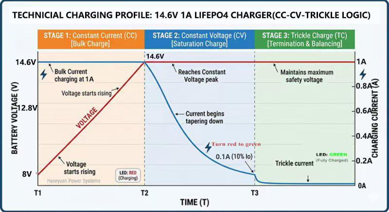 12V 1A LiFePO4 Battery Charger