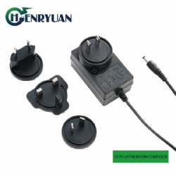 High quality Interchangeable plug 3s 11.1V lithium ion battery 12.6V 1.5A charger